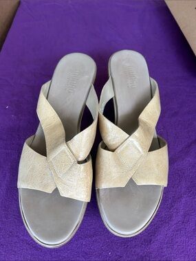 Munro Tan Crisscross Leather Mule Slides